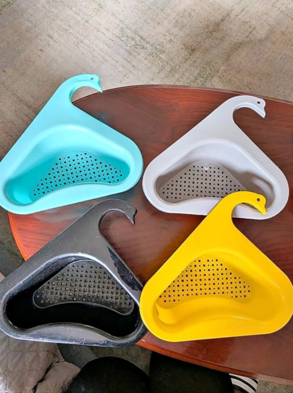 New Set Of 4Multifunctional Swan Sink Drain Basket Set Multicolor